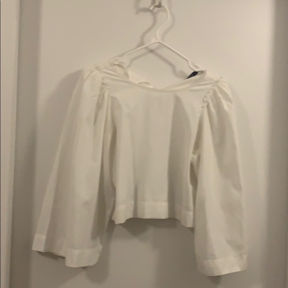 Zara White crop top with oversized sleeves - Picture 1 of 2